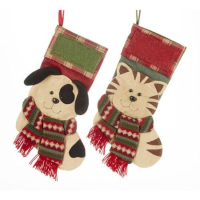 Christmas - Kitty Cat & Dog Pet with Scarf Christmas Stocking