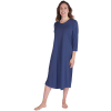 Gown - Cool-Jams Long Scoop Neck Nightgown 3/4 sleeves , Navy M