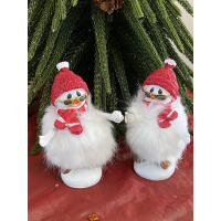 Christmas 4" Resin Fluffy Snowman Set of 2